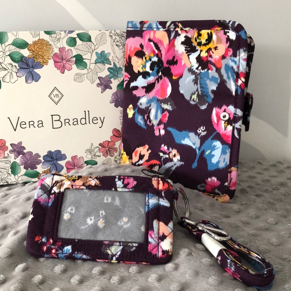 Vera Bradley Zip-In Brush Case and Zip Id & lanyard set Indiana Rose